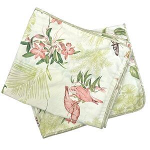 Waverly Euro Pillow Shams Covers Set of 2 Tropical Pink Bird Parrot Cockatoo